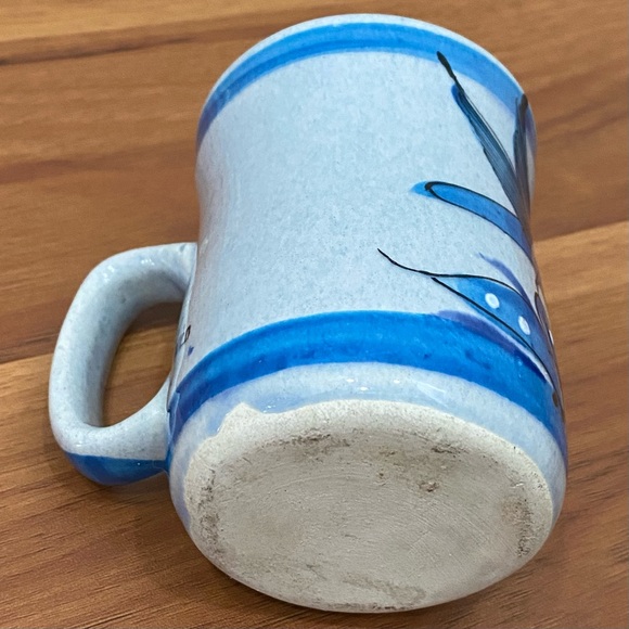 Vintage TONALA Pottery Mexico Blue Bird & Butterfly Mug - Picture 6 of 13